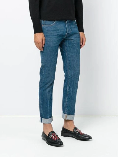 Shop Gucci Blind For Love Embroidered Jeans In 4111