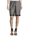 ALEXANDER WANG TAILORED BOARD SHORTS WITH LACE HEM, DOVE GRAY, DOVE GREY