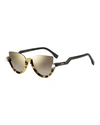 FENDI BLINK HALF-RIM CRYSTAL CAT-EYE SUNGLASSES, N75VD