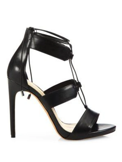 Shop Alexandre Birman Leather Lace-up Sandals In Black