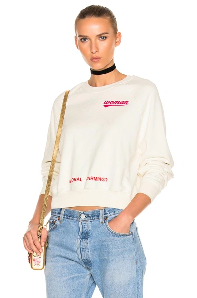 Shop Off-white Watercolor Rose Cropped Sweatshirt In White. In White Multi
