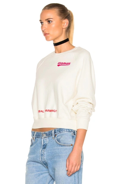 Shop Off-white Watercolor Rose Cropped Sweatshirt In White. In White Multi