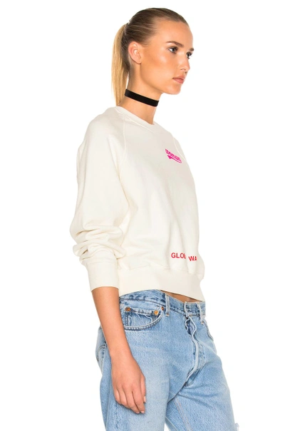 Shop Off-white Watercolor Rose Cropped Sweatshirt In White. In White Multi