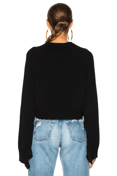 Shop Helmut Lang Cropped Ruffle Pullover Sweater In Black