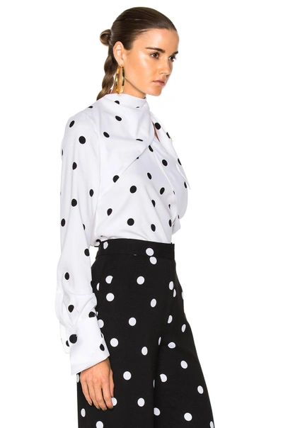 Shop Monse Polka Dot Blouse In White,geometric Print