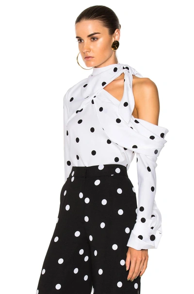 Shop Monse Polka Dot Blouse In White,geometric Print