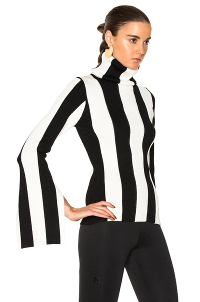 Shop Monse Stripe Turtleneck Sweater In Black & White