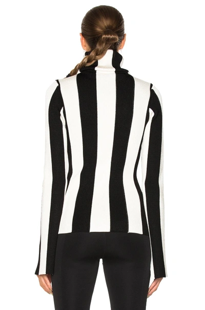 Shop Monse Stripe Turtleneck Sweater In Black & White