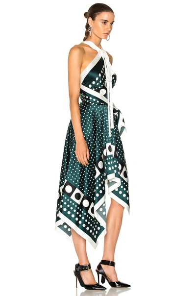 Shop Monse Asymmetric Dress In Green,abstract