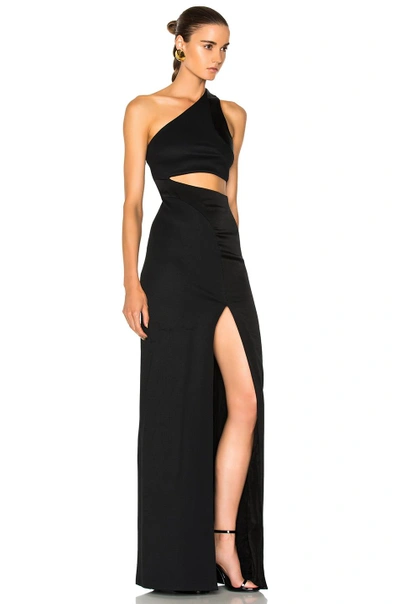 Shop Galvan Asymmetrical Cut Away Dress In Black