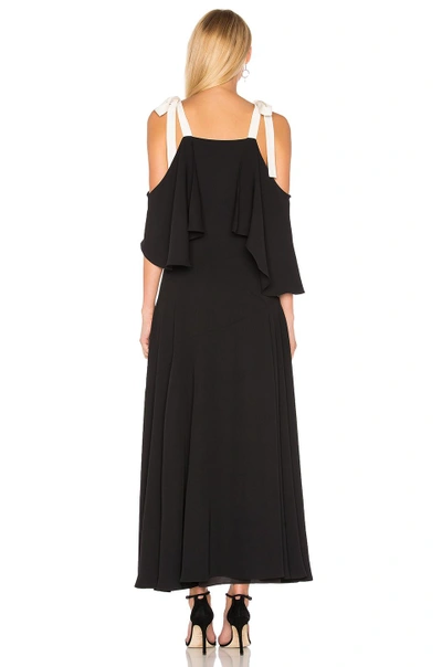 Shop Halston Heritage Cold Shoulder Gown With Flounce Detail In Black