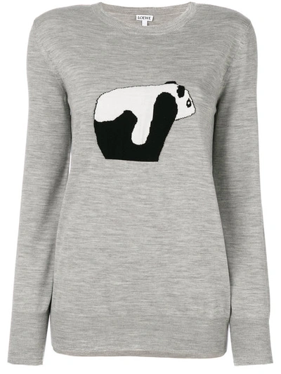 Shop Loewe Panda Jumper In Grey
