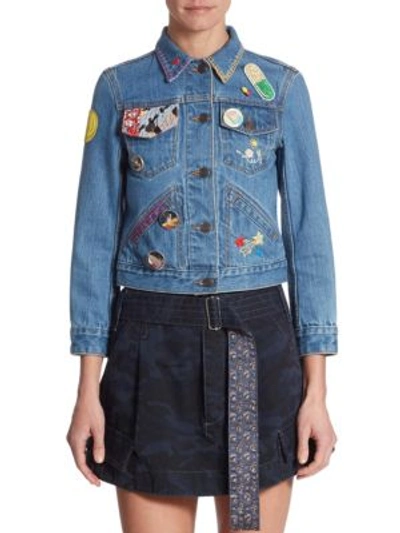 Shop Marc Jacobs Embellished Denim Jacket In Classic Indigo