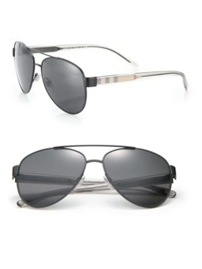 Burberry Pilot Double-bridge Metal Sunglasses In Matte Black