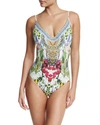 CAMILLA V-NECK SCOOP-BACK ONE-PIECE SWIMSUIT, EXOTIC HYPNOTIC