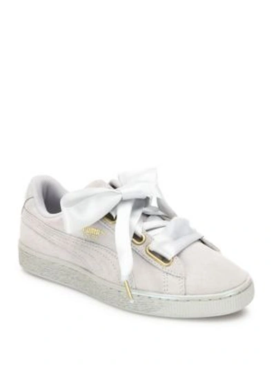 Puma White Basket Heart Patent Leather  Sneakers