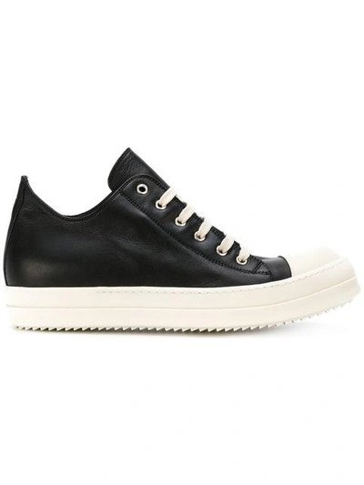Rick Owens Black & Off-white Leather Low Sneakers | ModeSens