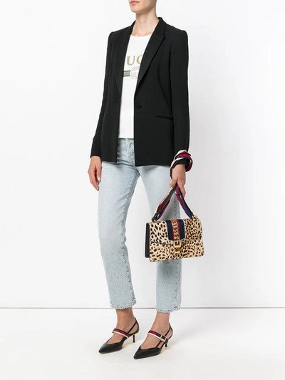 Shop Gucci Sylvie Leopard Print Shoulder Bag