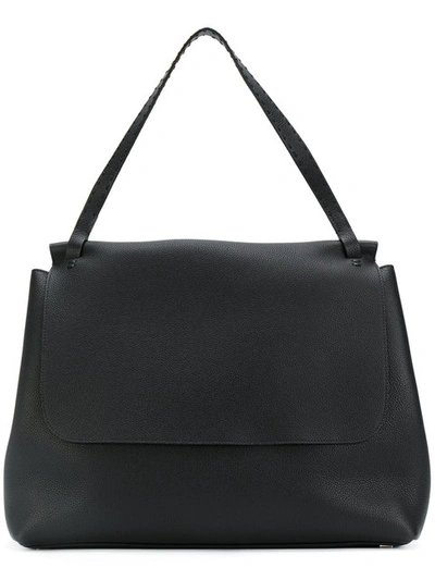 The Row Top Handle 14 Leather Flap-top Shoulder Bag In Black Pld