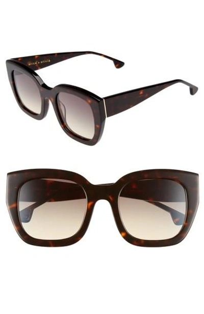 Shop Alice And Olivia Aberdeen 50mm Square Sunglasses In Dark Tortoise