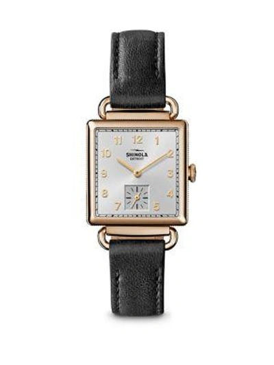 Shop Shinola The Cass Pvd Goldtone Stainless Steel & Double-wrap Leather Strap Watch In Black