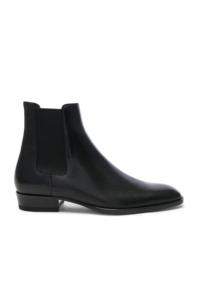 Shop Saint Laurent Leather Wyatt Chelsea Boots In Black