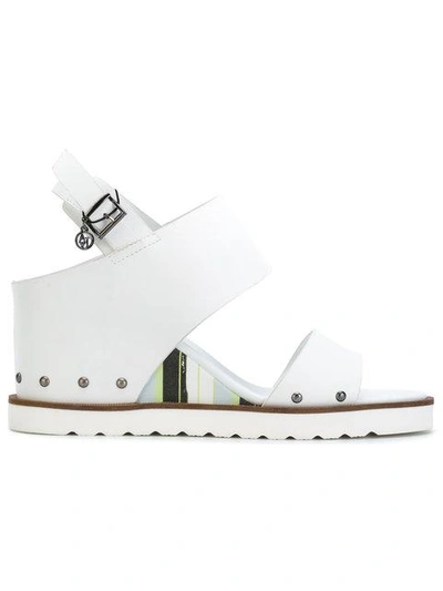 Shop Armani Jeans Ridged Sole Sandals - White