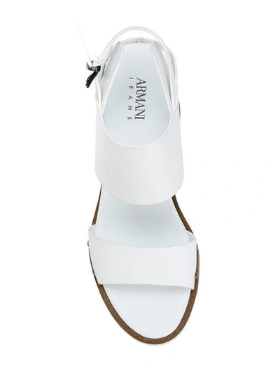 Shop Armani Jeans Ridged Sole Sandals - White