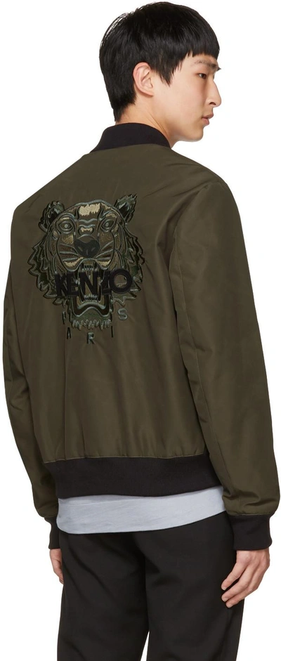 Shop Kenzo Green Limited Edition Nylon Tiger Bomber Jacket