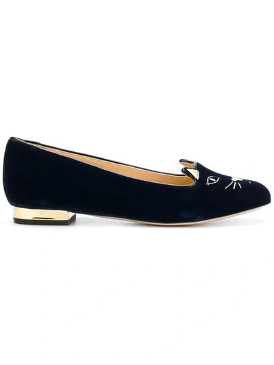 Shop Charlotte Olympia Kitty Ballerina Shoes In Blue