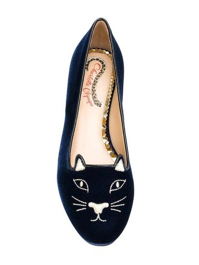 Shop Charlotte Olympia Kitty Ballerina Shoes In Blue