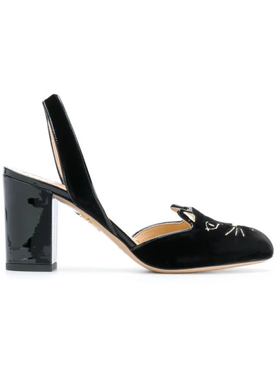 Shop Charlotte Olympia Kitty Slingback Pumps In Black