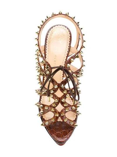 Shop Charlotte Olympia Studded Platform Sandals In 207 Marron/or