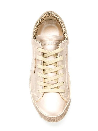 Shop Philippe Model Trainers With Glitter Effect In Ml16 Metal Champagne Glit