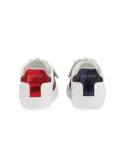 Shop Gucci White Pineapple Patch Ace Sneakers In 9182 Bianco