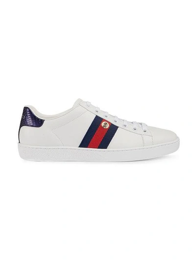 Shop Gucci White Pineapple Patch Ace Sneakers In 9182 Bianco