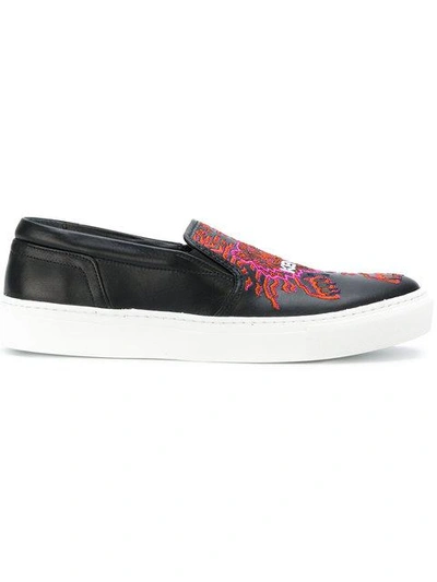 Shop Kenzo Tiger Embroidered Sneakers - Black