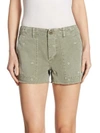 AMO Army Floral Canvas Shorts With Frayed Hem