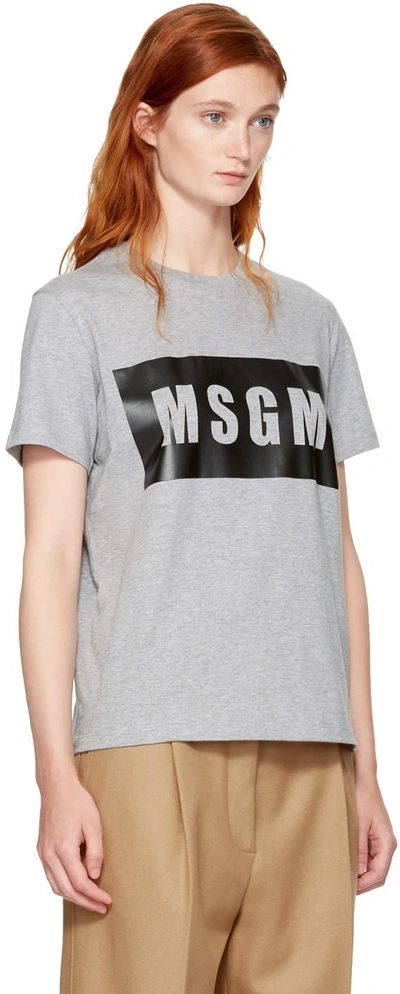 Shop Msgm Grey Box Logo T-shirt