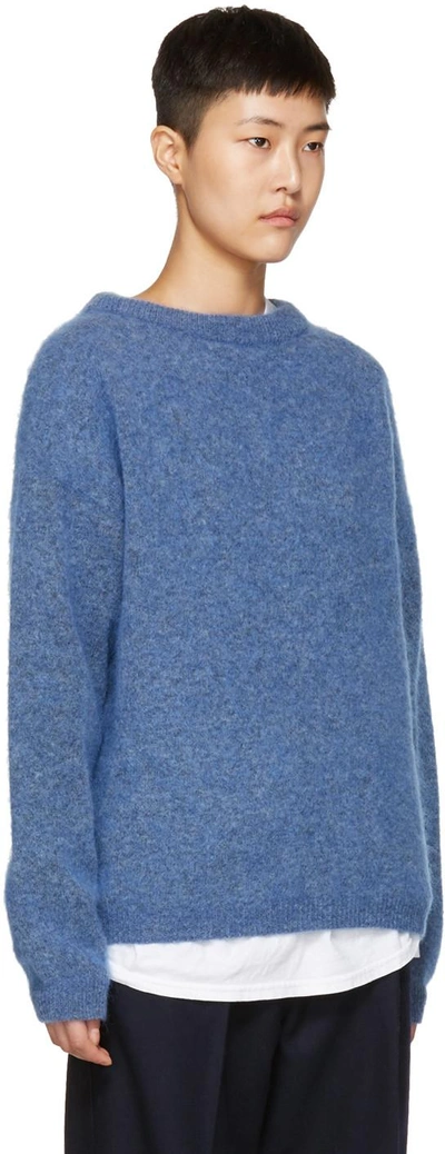 Shop Acne Studios Blue Mohair Dramatic Sweater