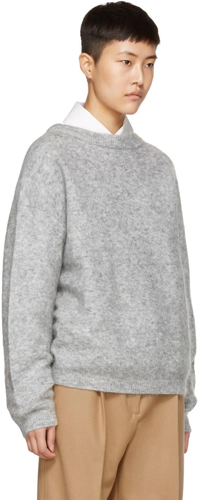 Shop Acne Studios Grey Mohair Dramatic Sweater