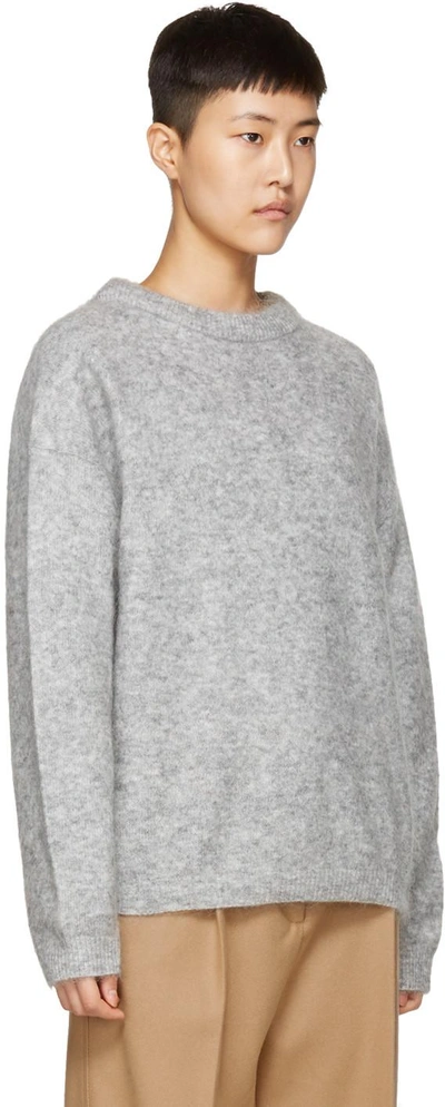 Shop Acne Studios Grey Mohair Dramatic Sweater