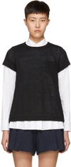 SACAI Black & Navy Hybrid Lace T-Shirt