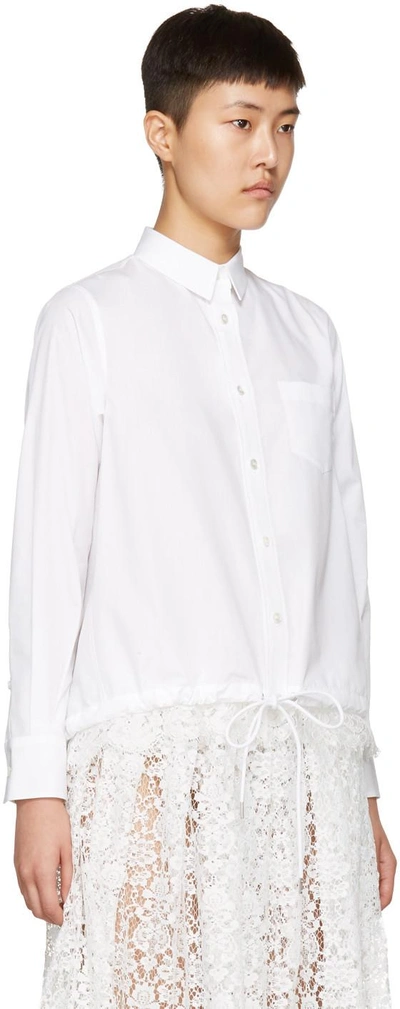 Shop Sacai White Drawstring & Lace Shirt