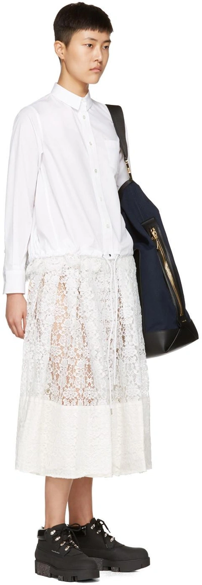 Shop Sacai White Drawstring & Lace Shirt