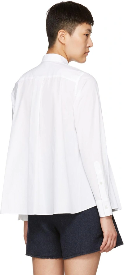 Shop Sacai White Pleated Bib Shirt