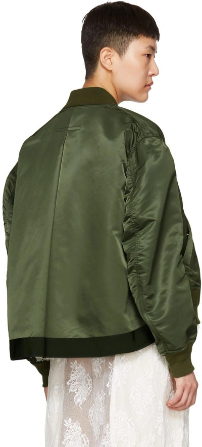 Shop Sacai Green Ma-1 Bomber Jacket