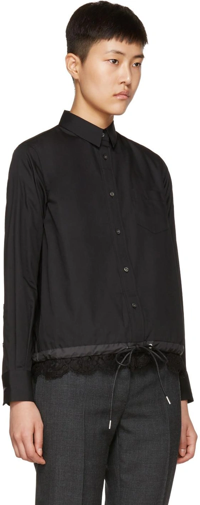 Shop Sacai Black Drawstring & Lace Shirt