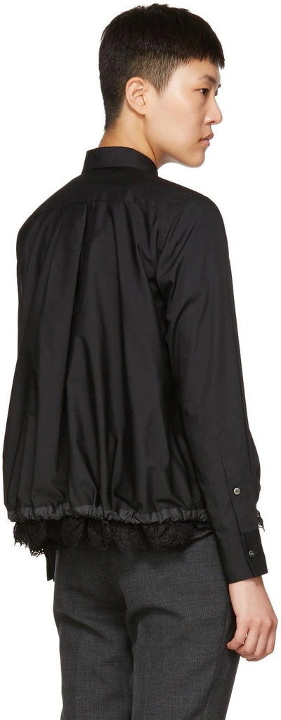 Shop Sacai Black Drawstring & Lace Shirt