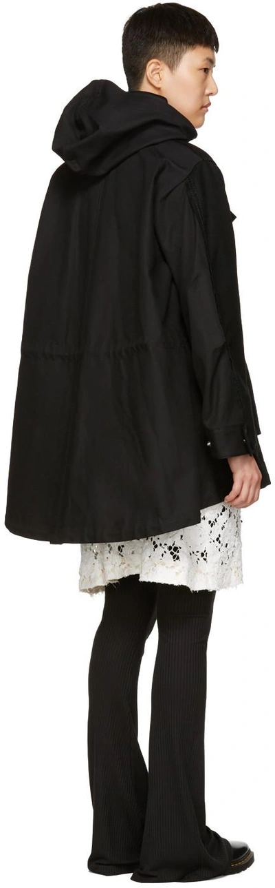 Shop Sacai Black Wool Coat